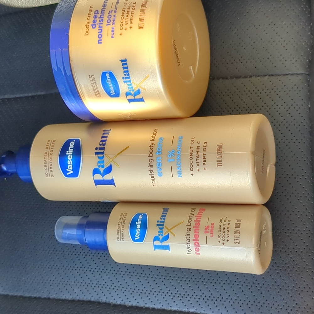 VASELINE (3) Radiant X - body cream, lotion, & spray body oil